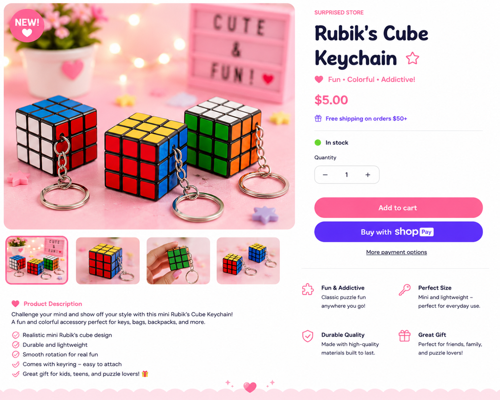 Colorful cube puzzle keychains