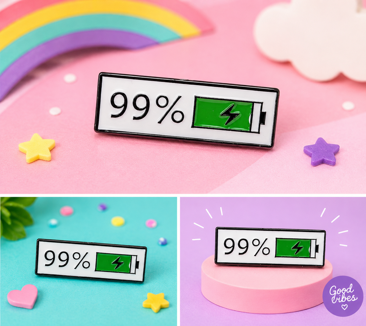 99 percent battery enamel pin