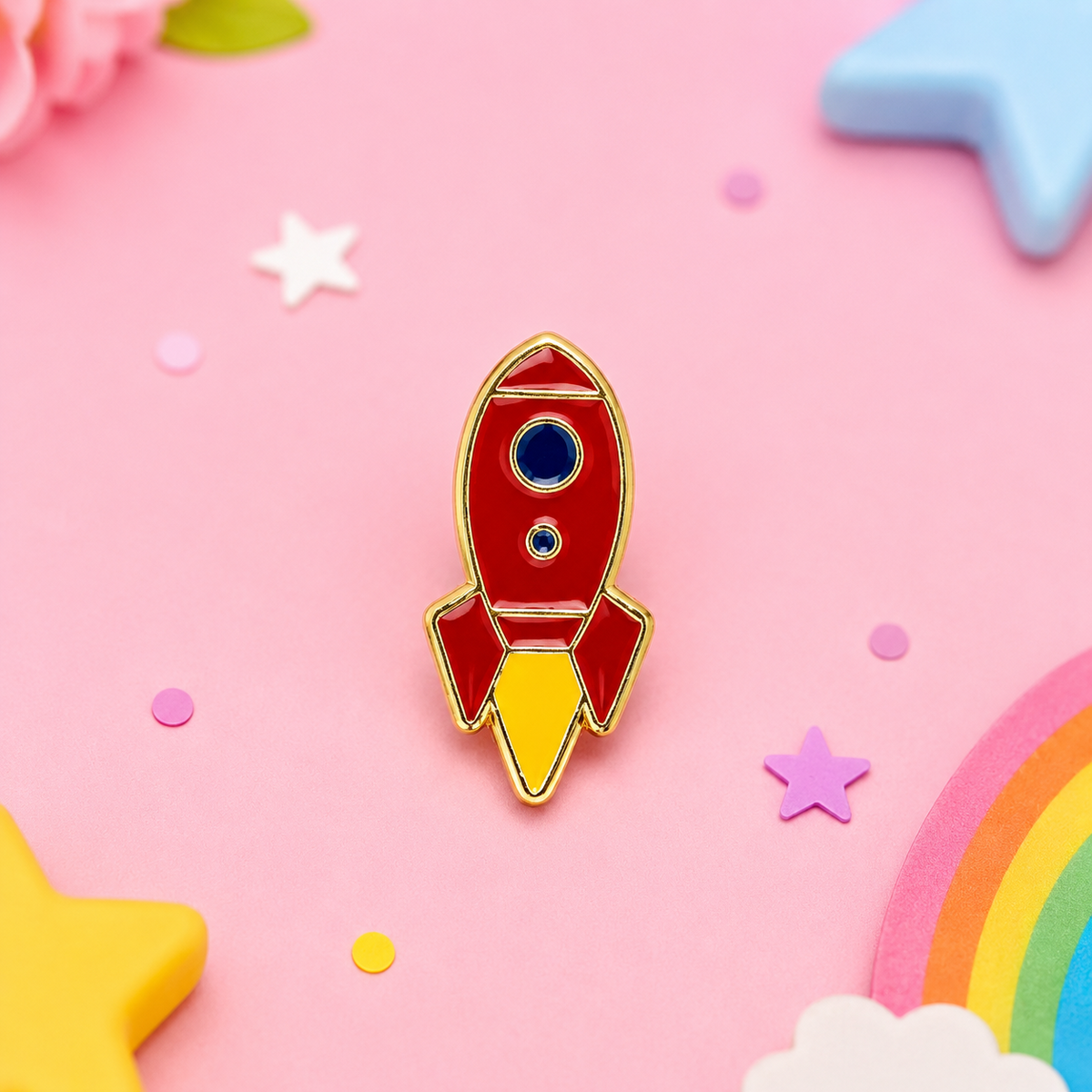 Rocket enamel pin