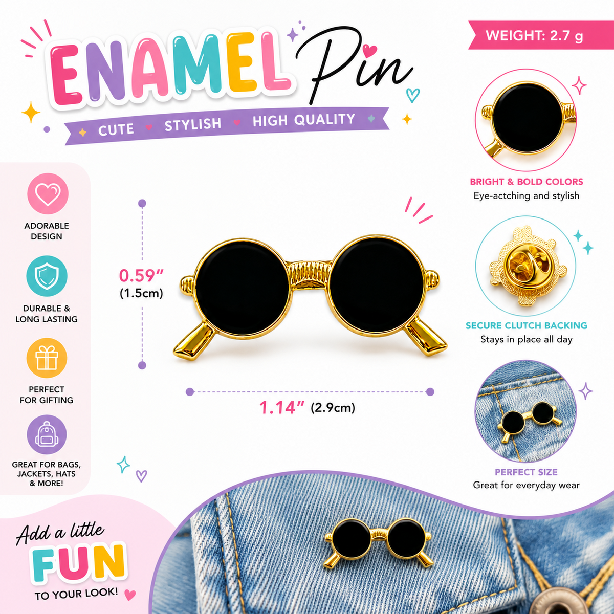 Sunglasses enamel pin