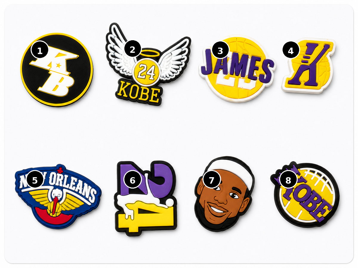 Sports Croc Charms designs 1 through 8