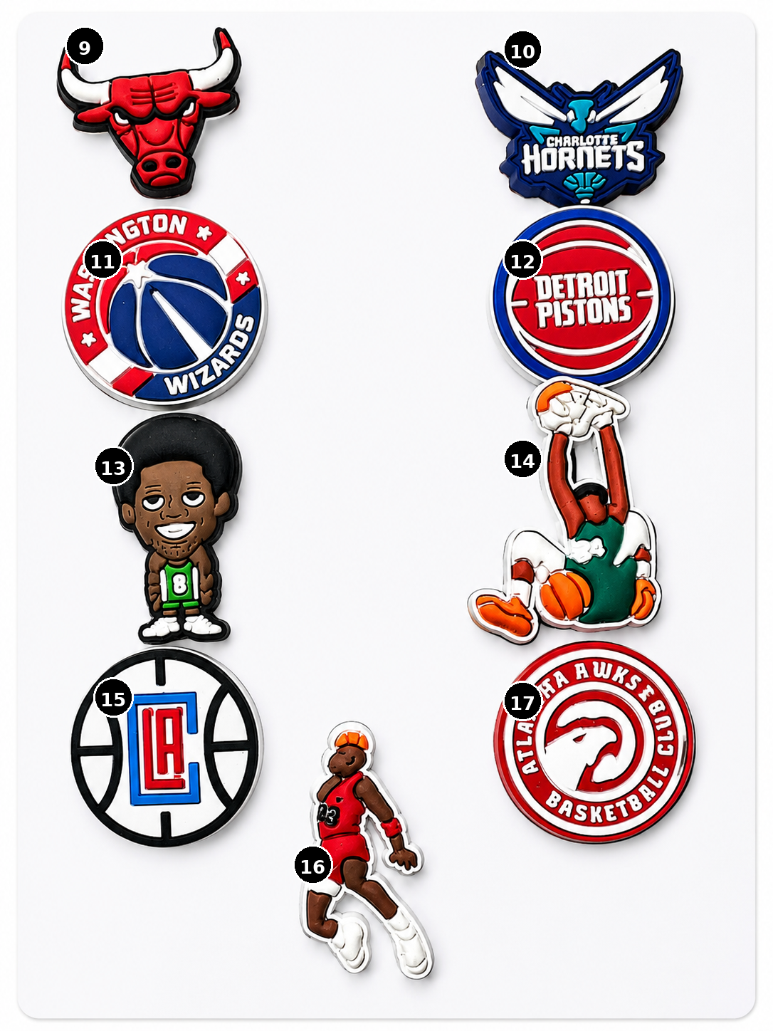 Sports Croc Charms designs 9 through 17