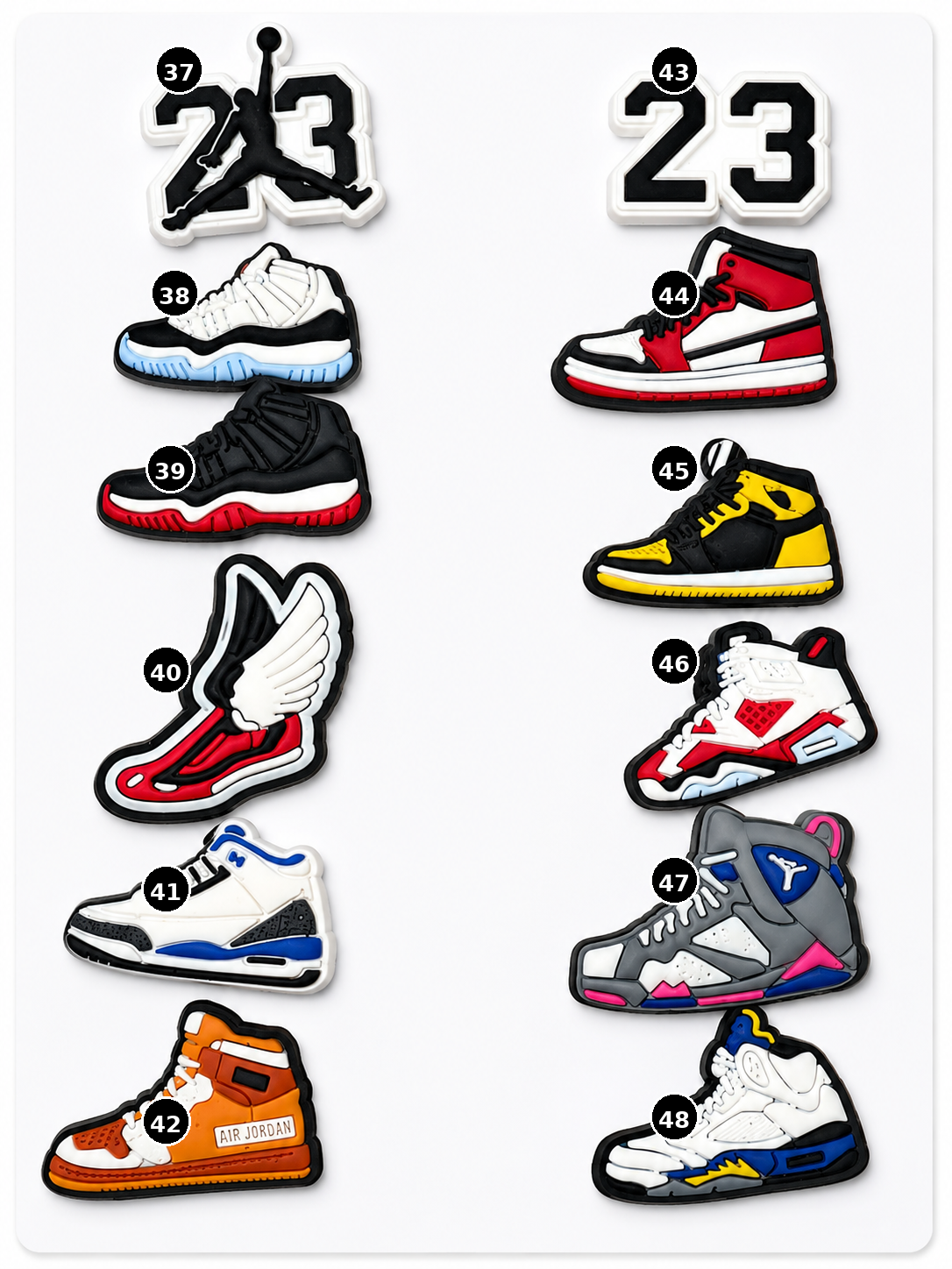 Sports Croc Charms designs 37 through 48
