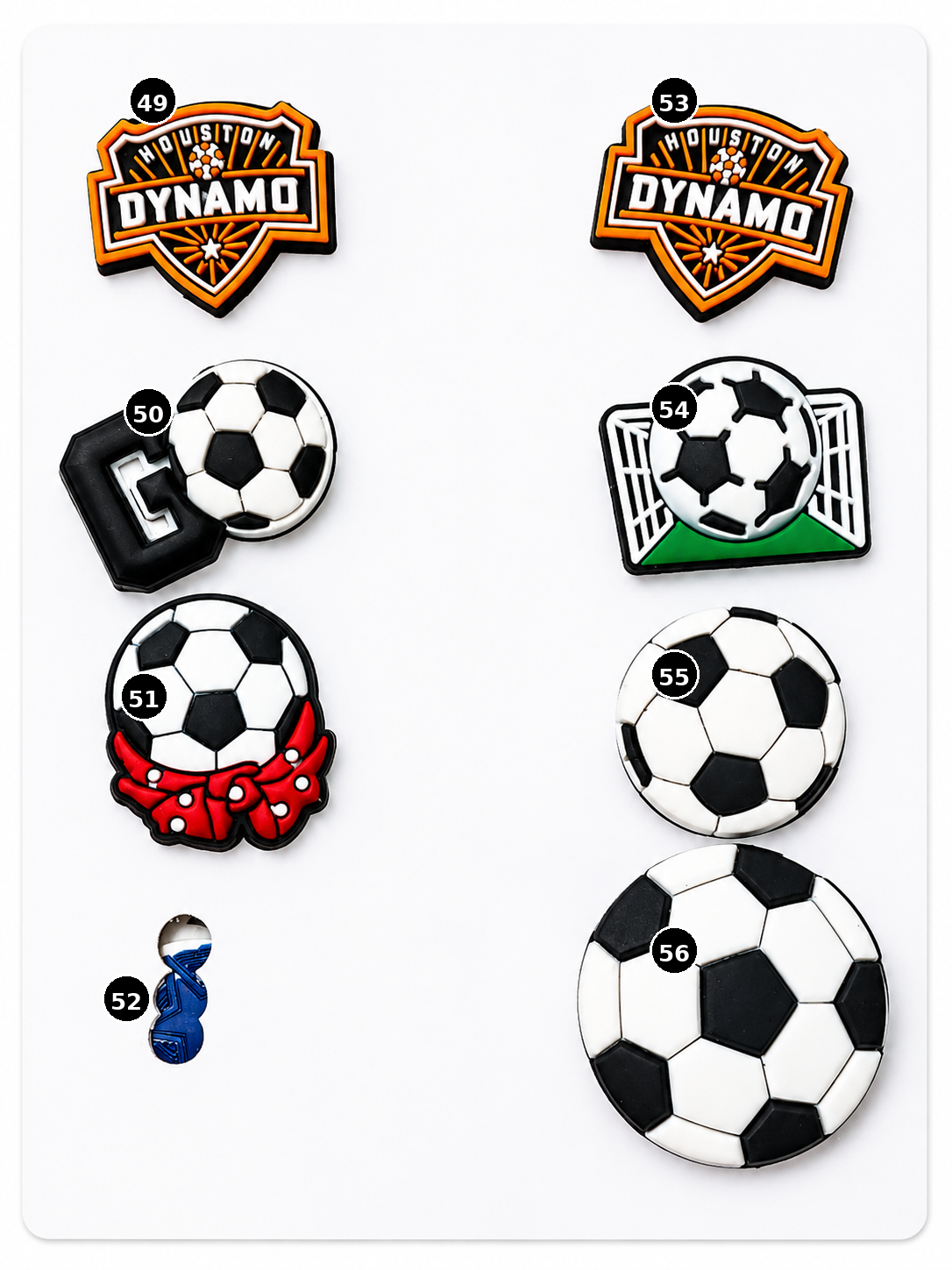Sports Croc Charms designs 49 through 56