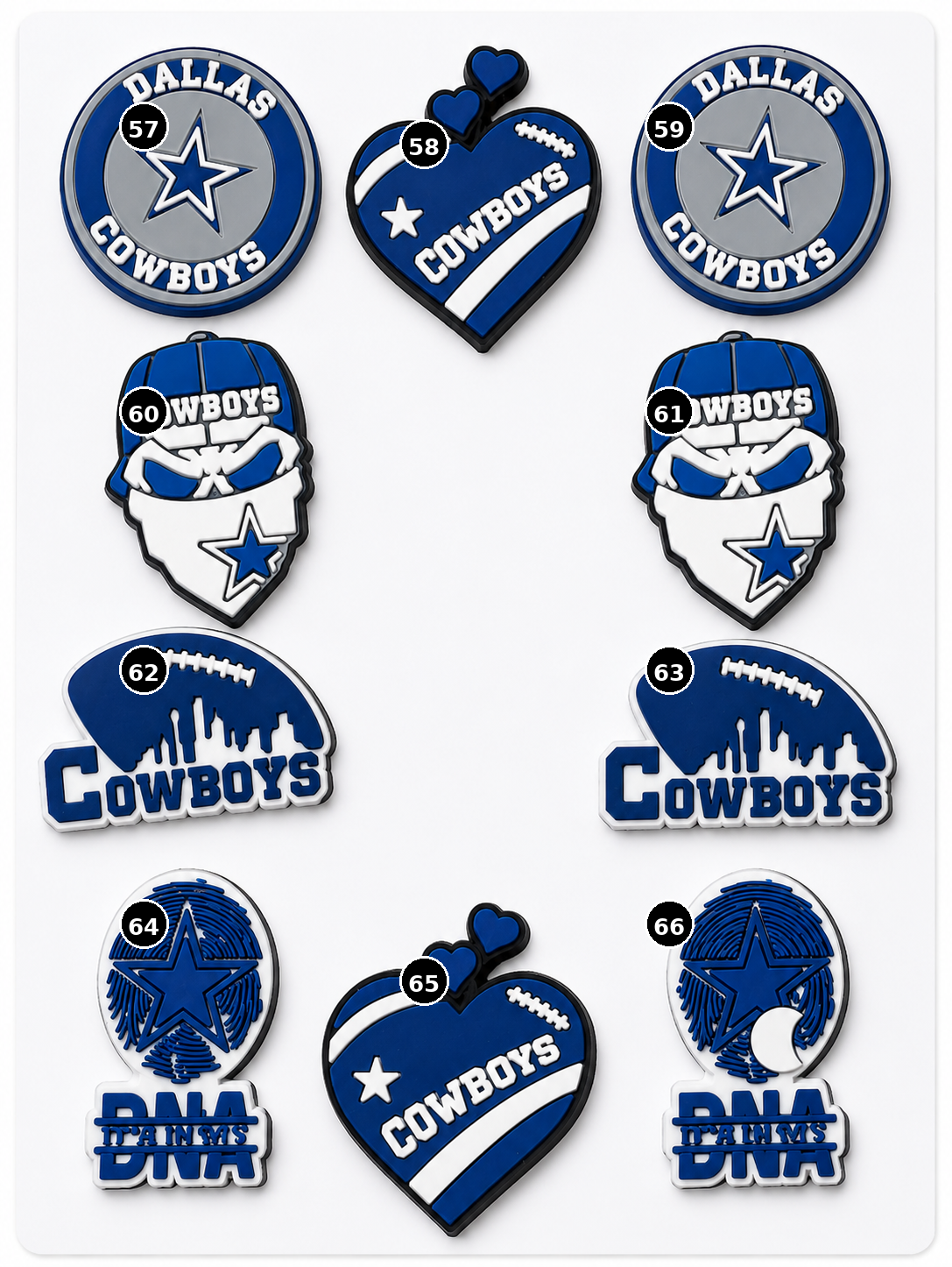 Sports Croc Charms designs 57 through 66