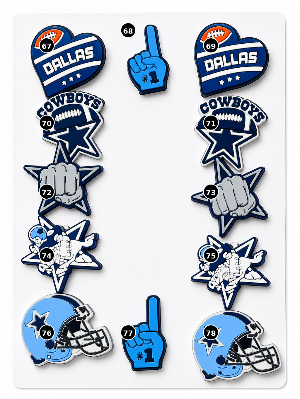 Sports Croc Charms designs 67 through 78