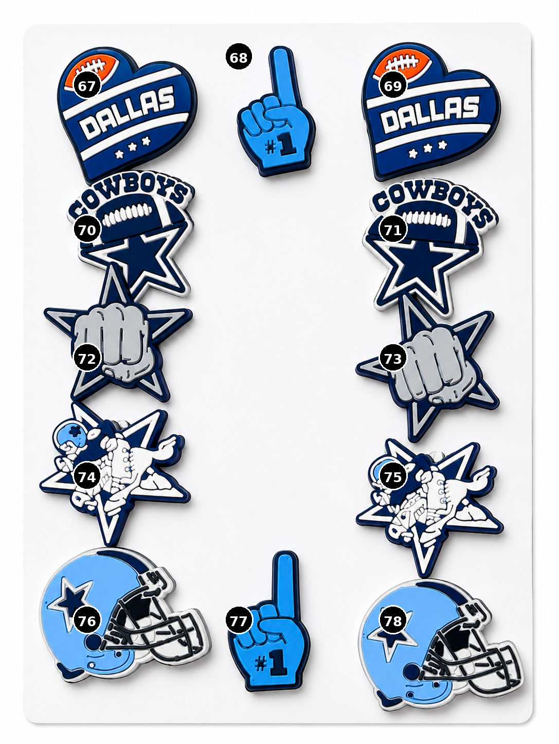 Sports Croc Charms designs 67 through 78