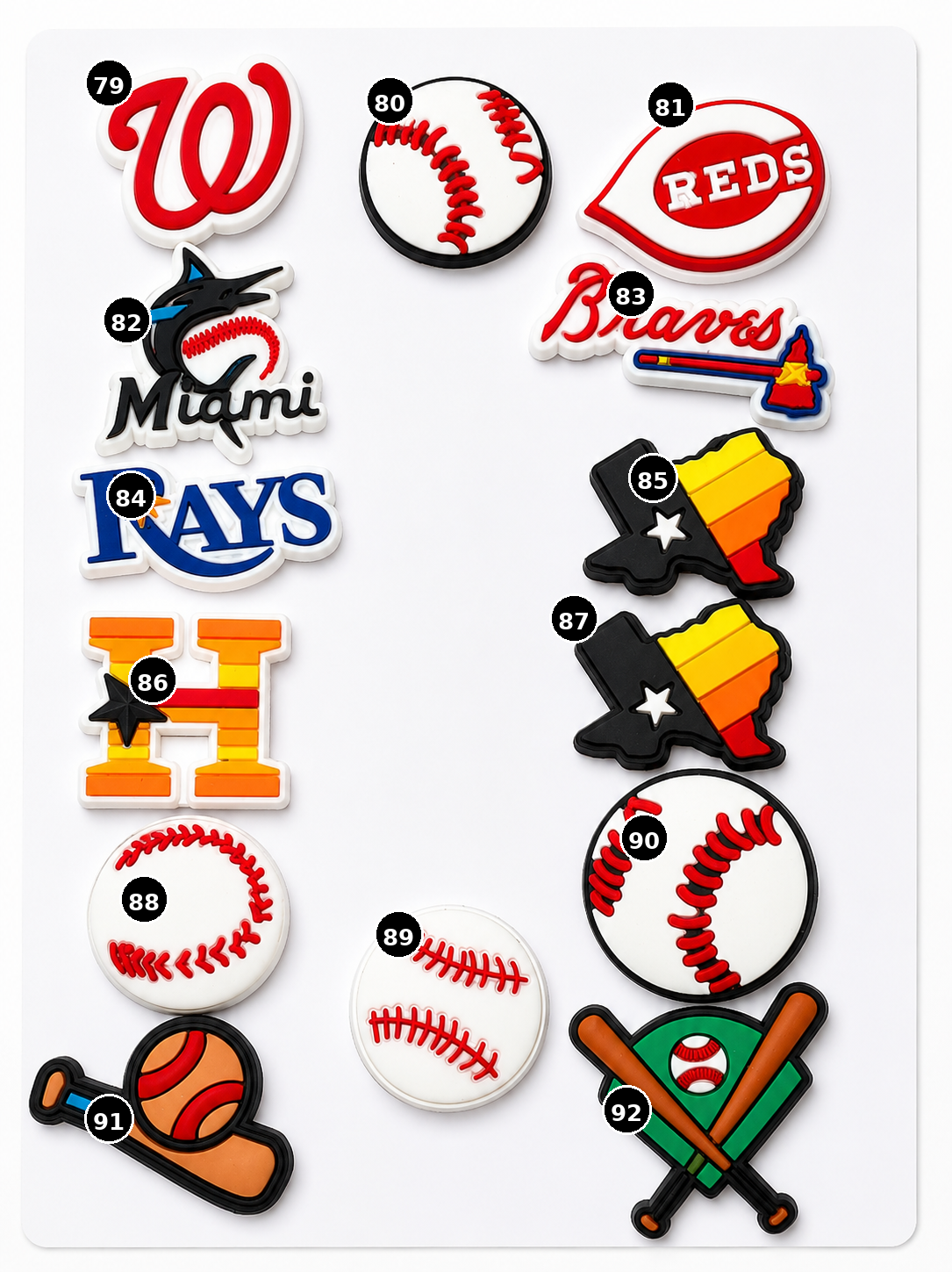 Sports Croc Charms designs 79 through 92