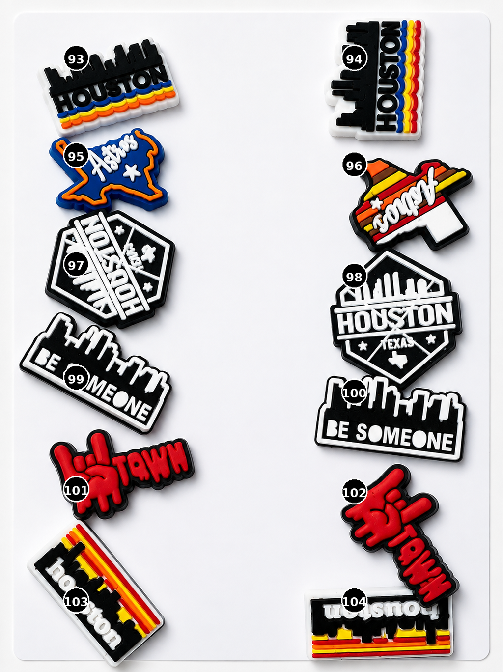 Sports Croc Charms designs 93 through 104