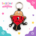 Cute red heart character keychain - Surprised Store
